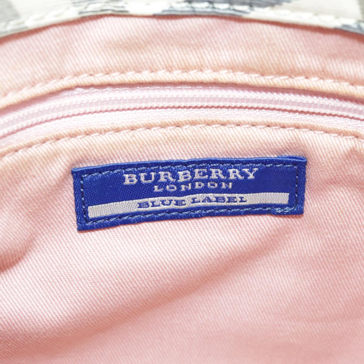 BURBERRY Nova Check Blue Label Tote Bag Canvas Pink Auth bs20354