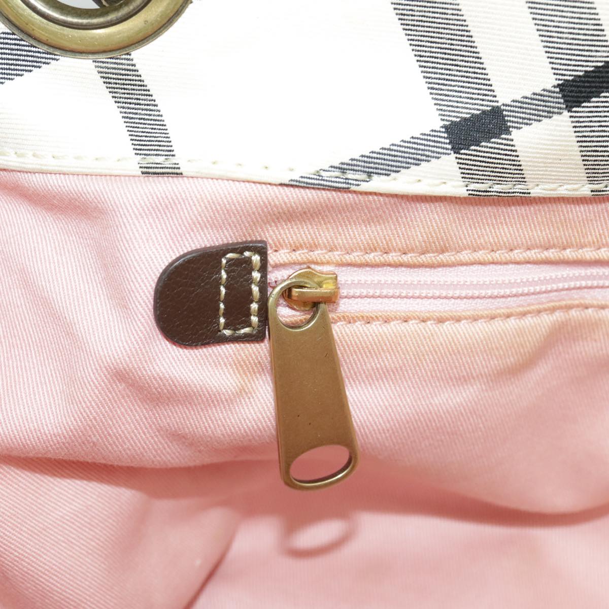 BURBERRY Nova Check Blue Label Tote Bag Canvas Pink Auth bs20354