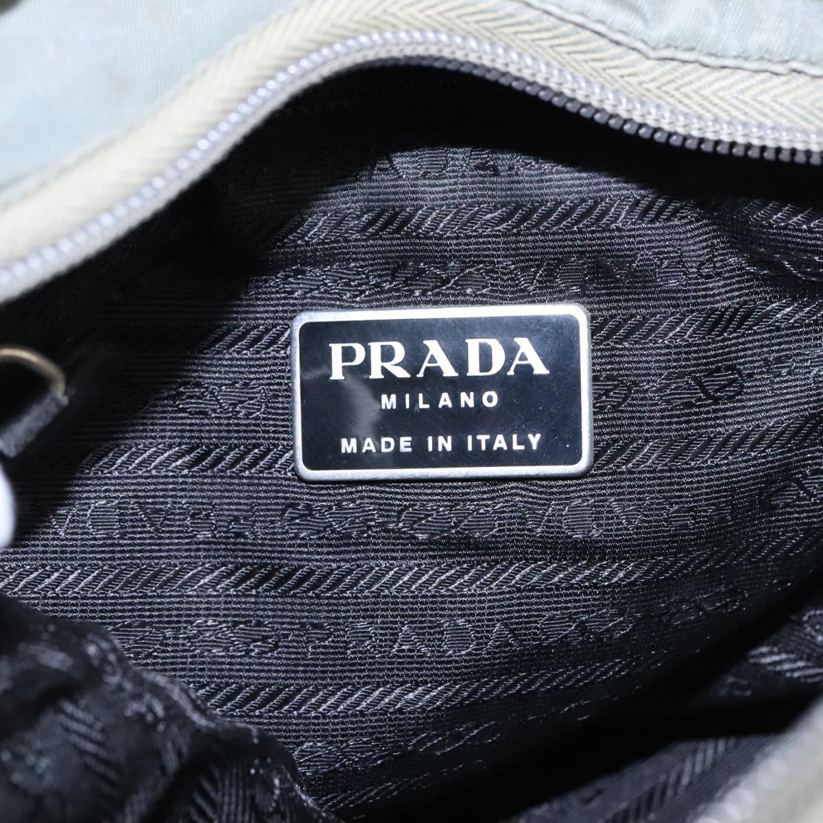 PRADA Hand Bag Nylon Khaki Auth bs20357