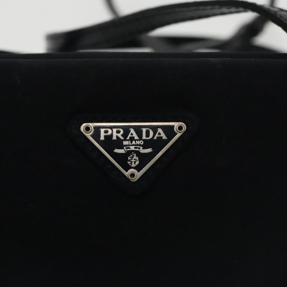 PRADA Shoulder Bag Canvas Black Auth bs20363