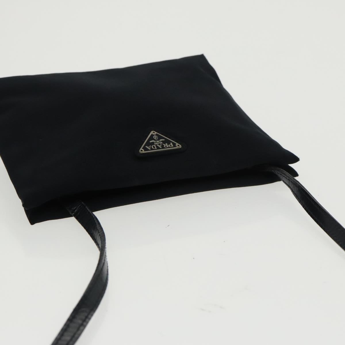 PRADA Shoulder Bag Canvas Black Auth bs20363