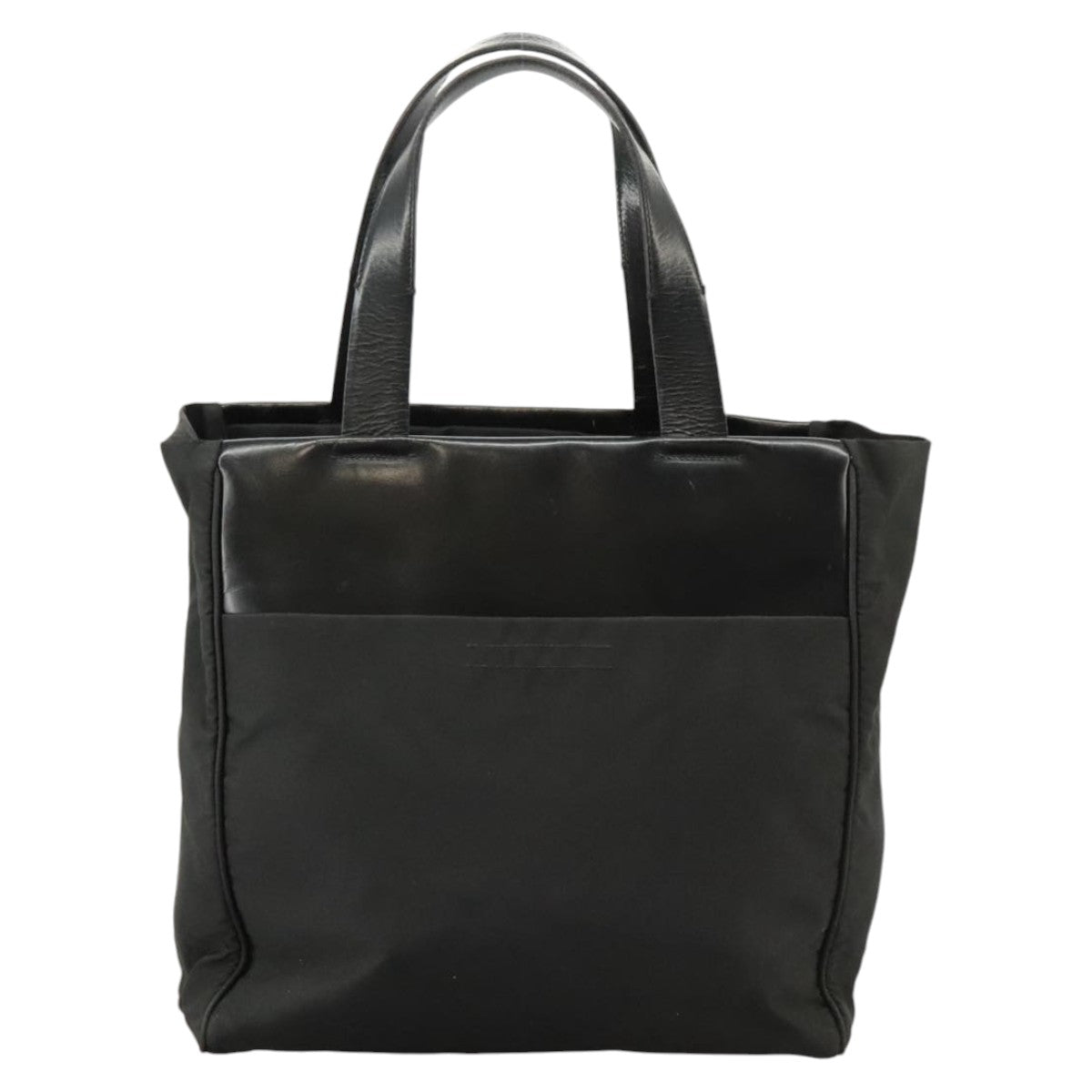 PRADA Hand Bag Nylon Black Silver Auth bs20366