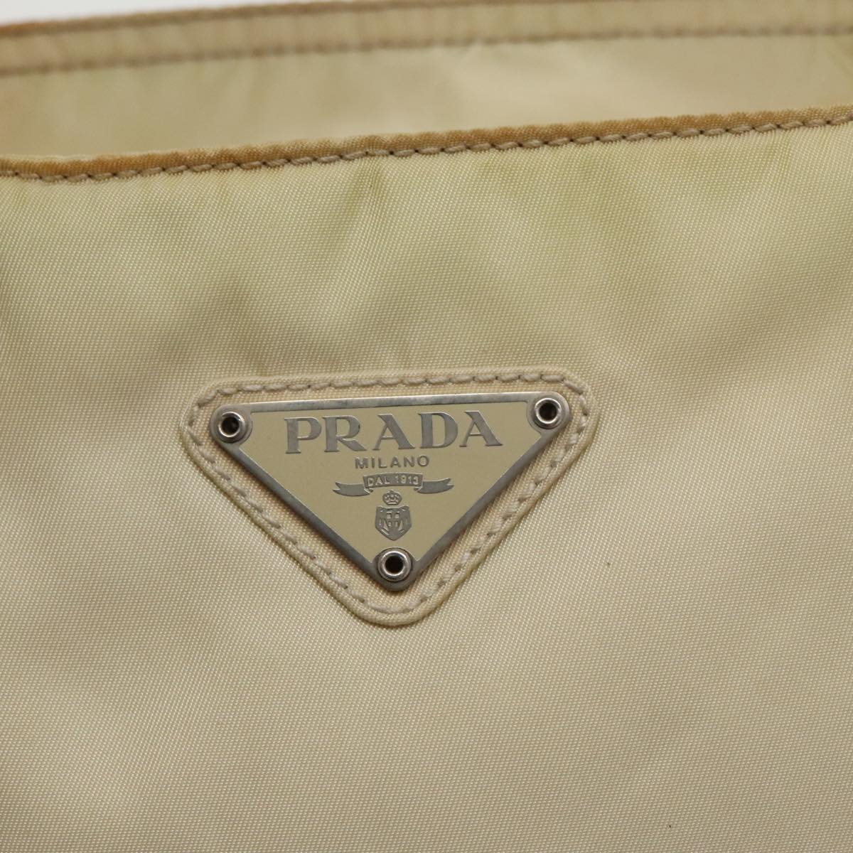 PRADA Hand Bag Nylon Beige Auth bs20370