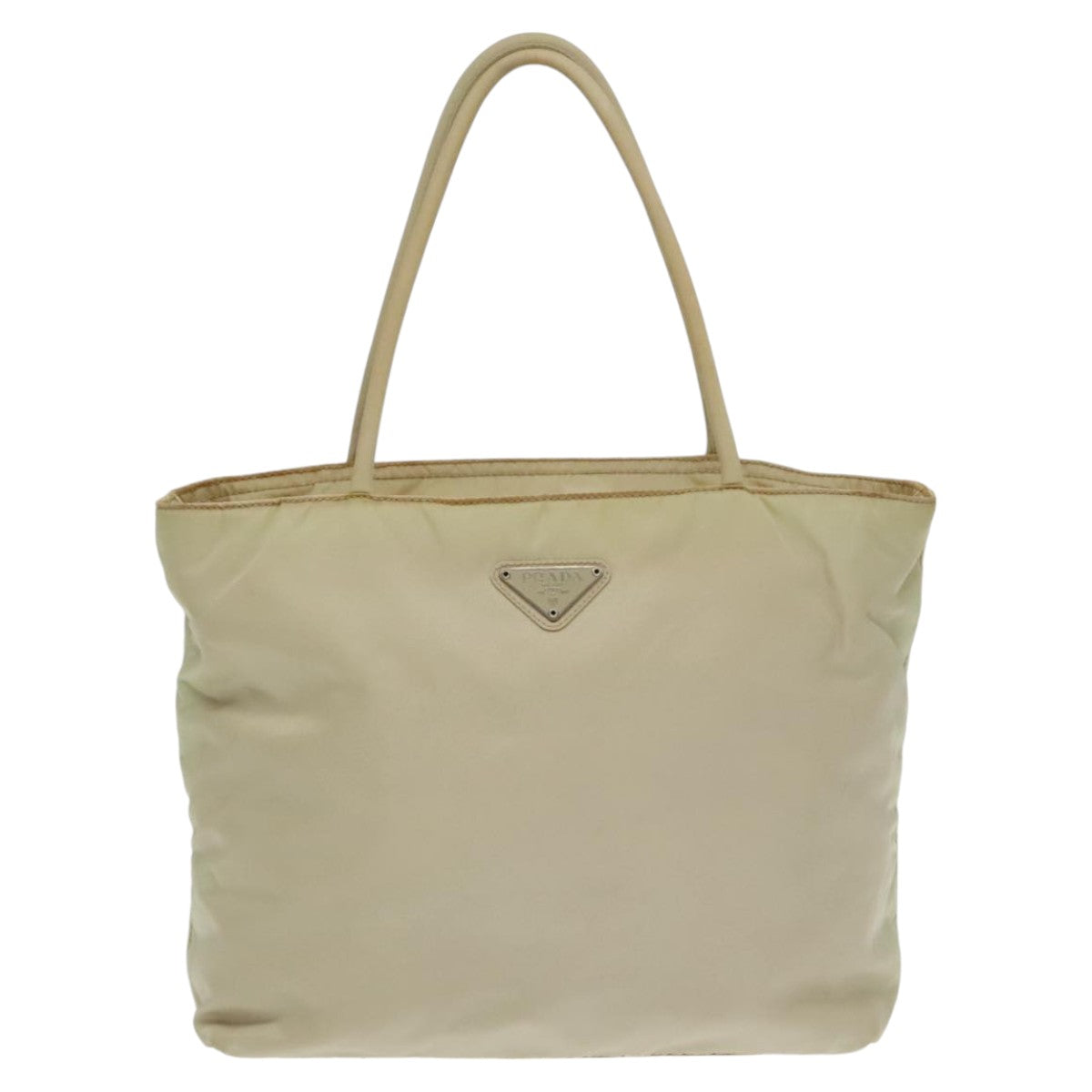 PRADA Hand Bag Nylon Beige Auth bs20370 - 0