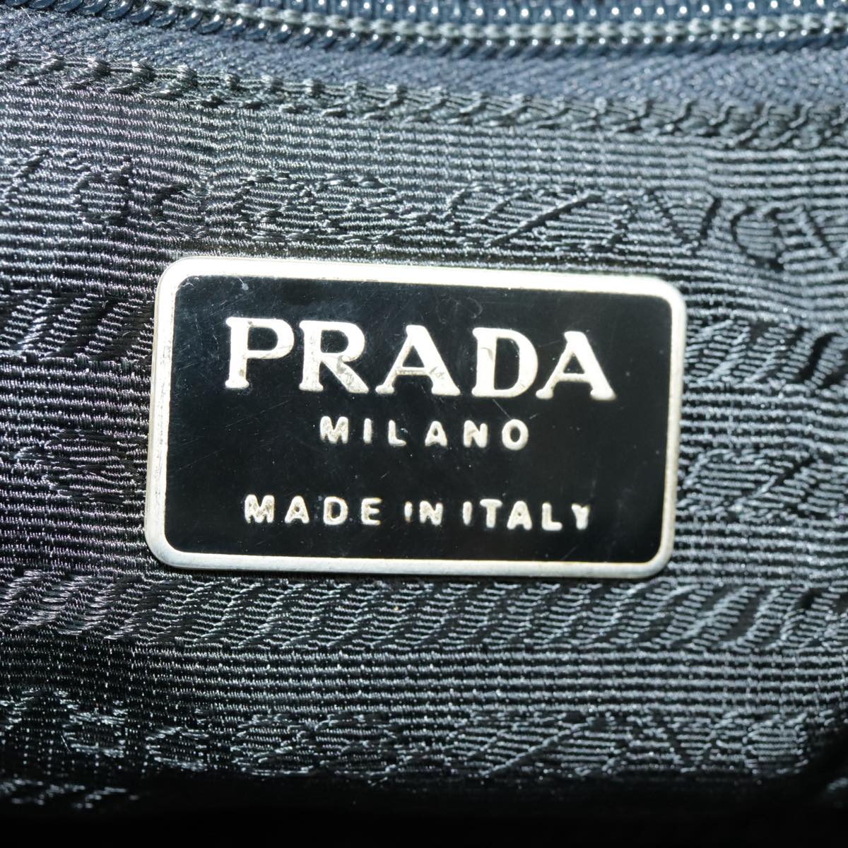 PRADA Hand Bag Nylon Black Gold Auth bs20372