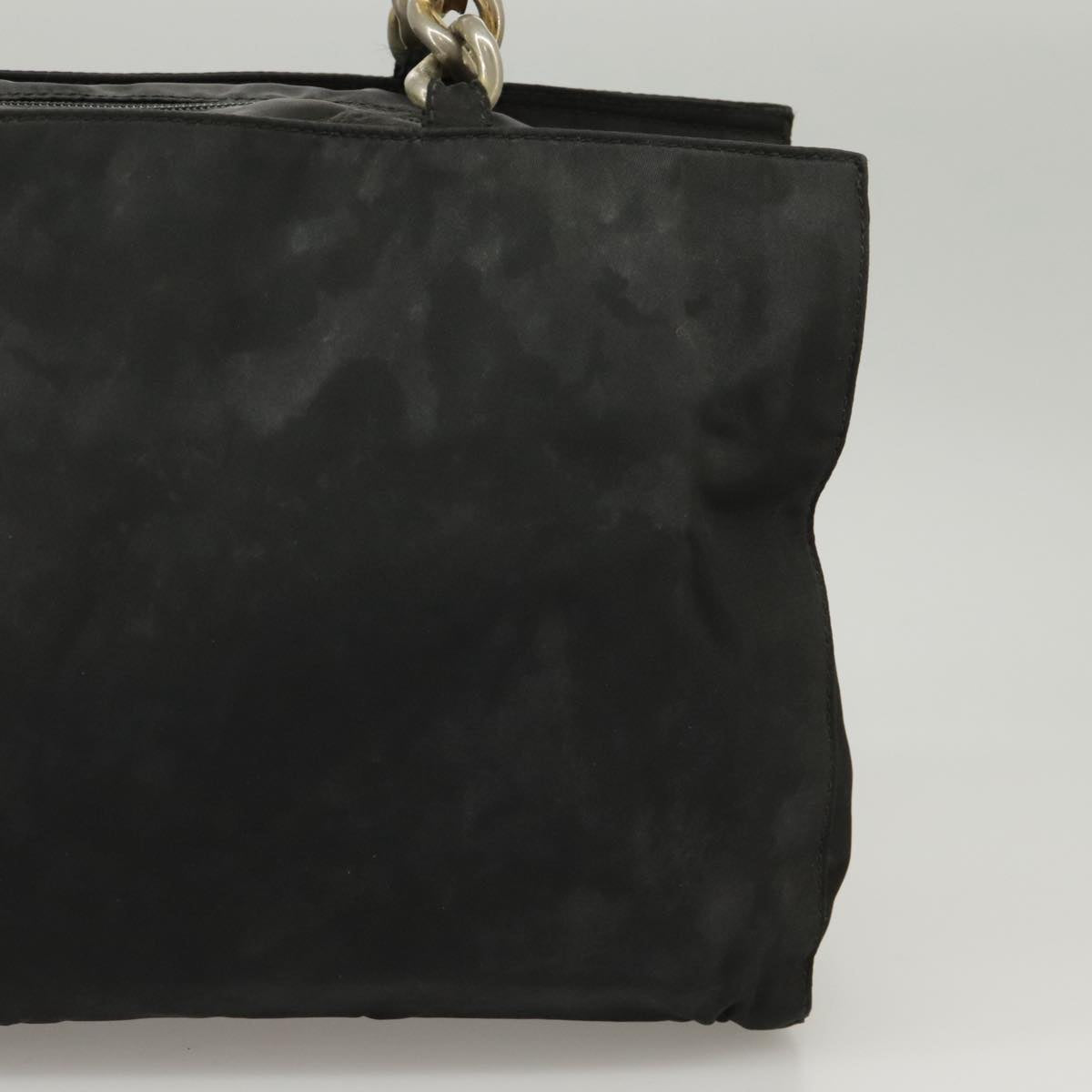 PRADA Hand Bag Nylon Black Gold Auth bs20372