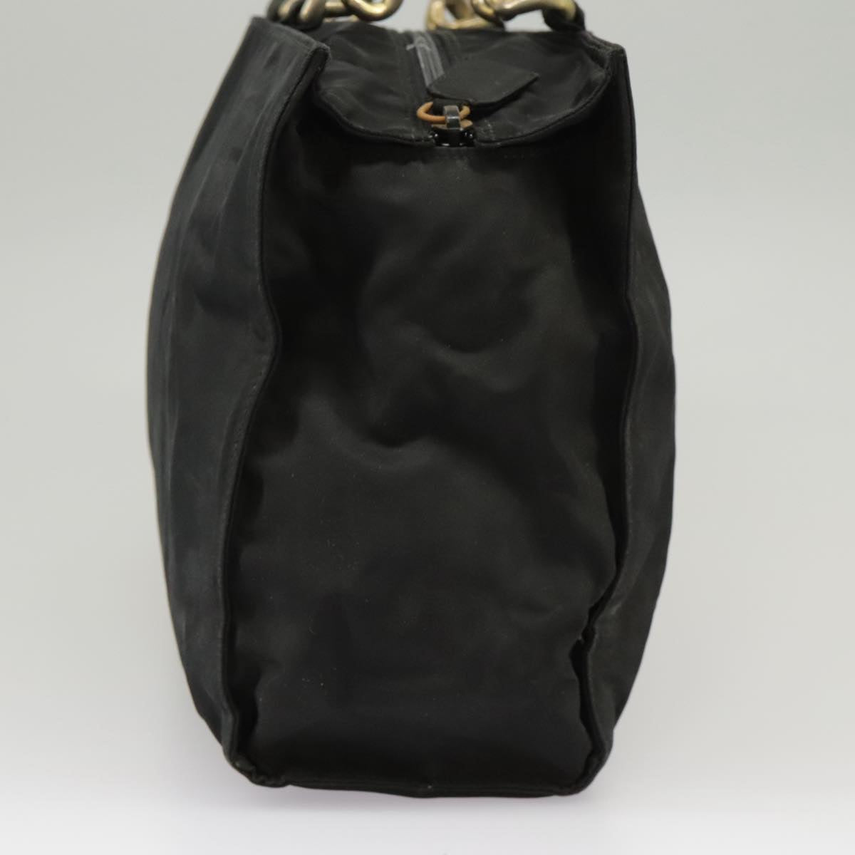 PRADA Hand Bag Nylon Black Gold Auth bs20372