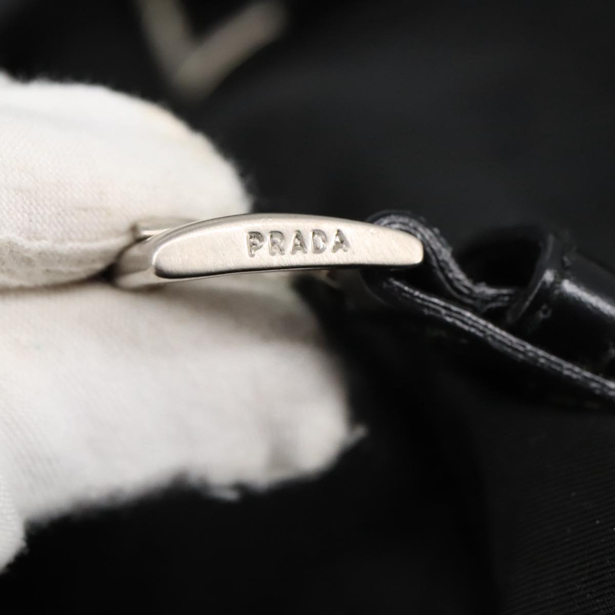 PRADA Shoulder Bag Nylon Black Auth bs20373