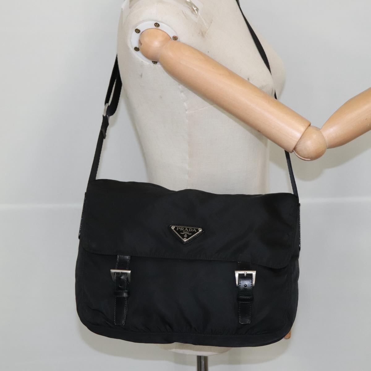 PRADA Shoulder Bag Nylon Black Auth bs20373