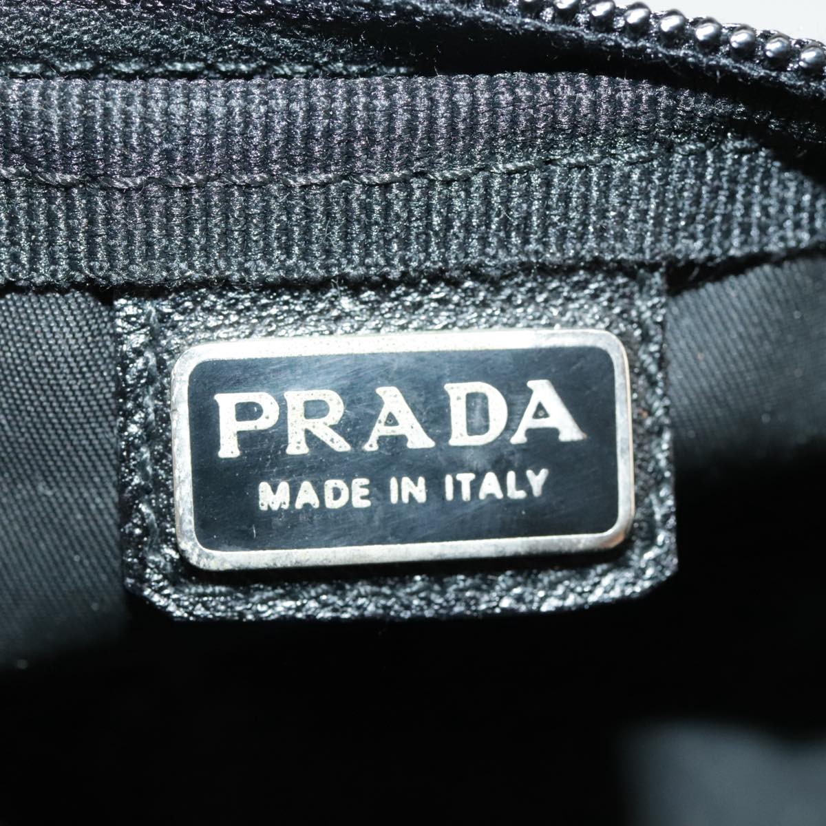 PRADA Pouch Nylon Black Silver Auth bs20375