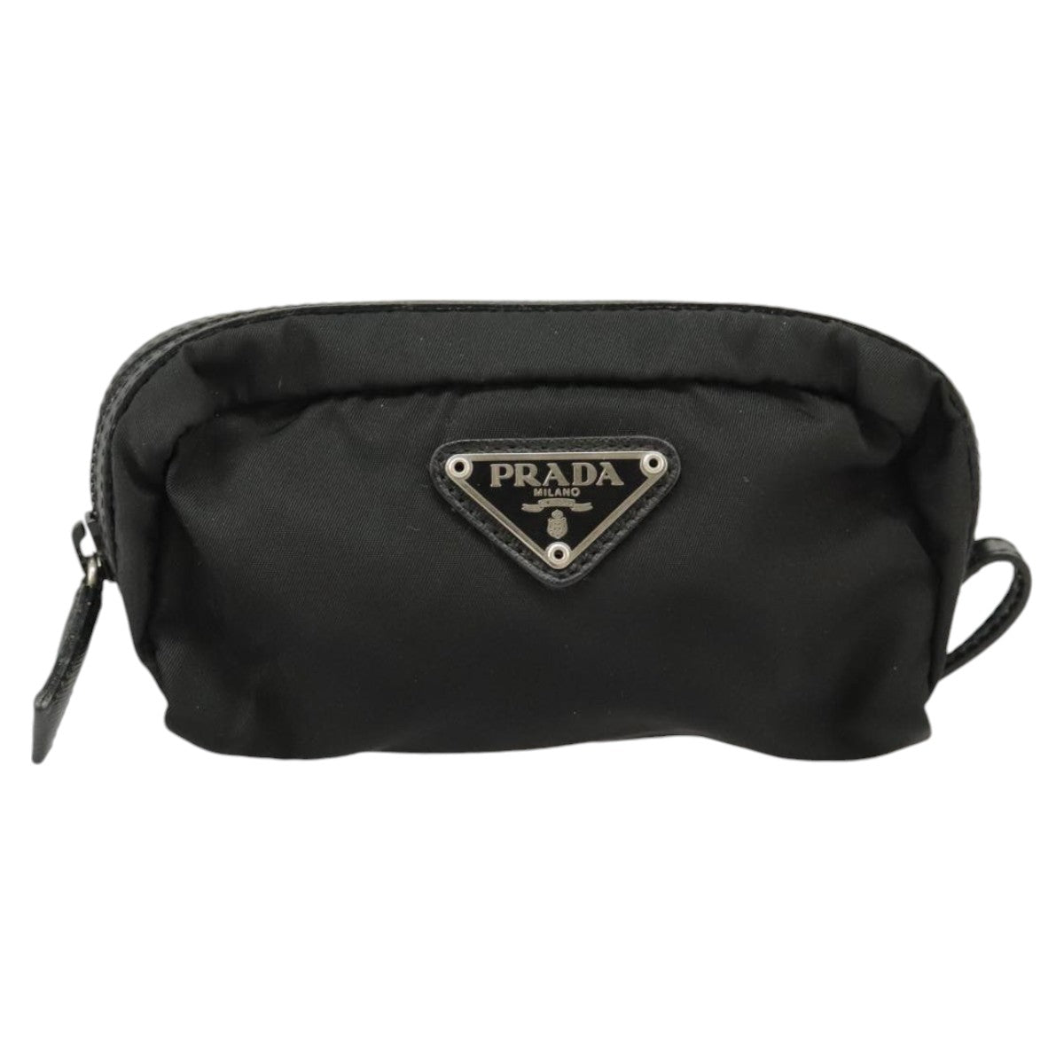 PRADA Pouch Nylon Black Silver Auth bs20375 - 0