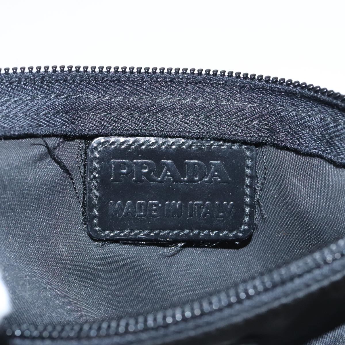 PRADA Pouch Nylon Black Silver Auth bs20376