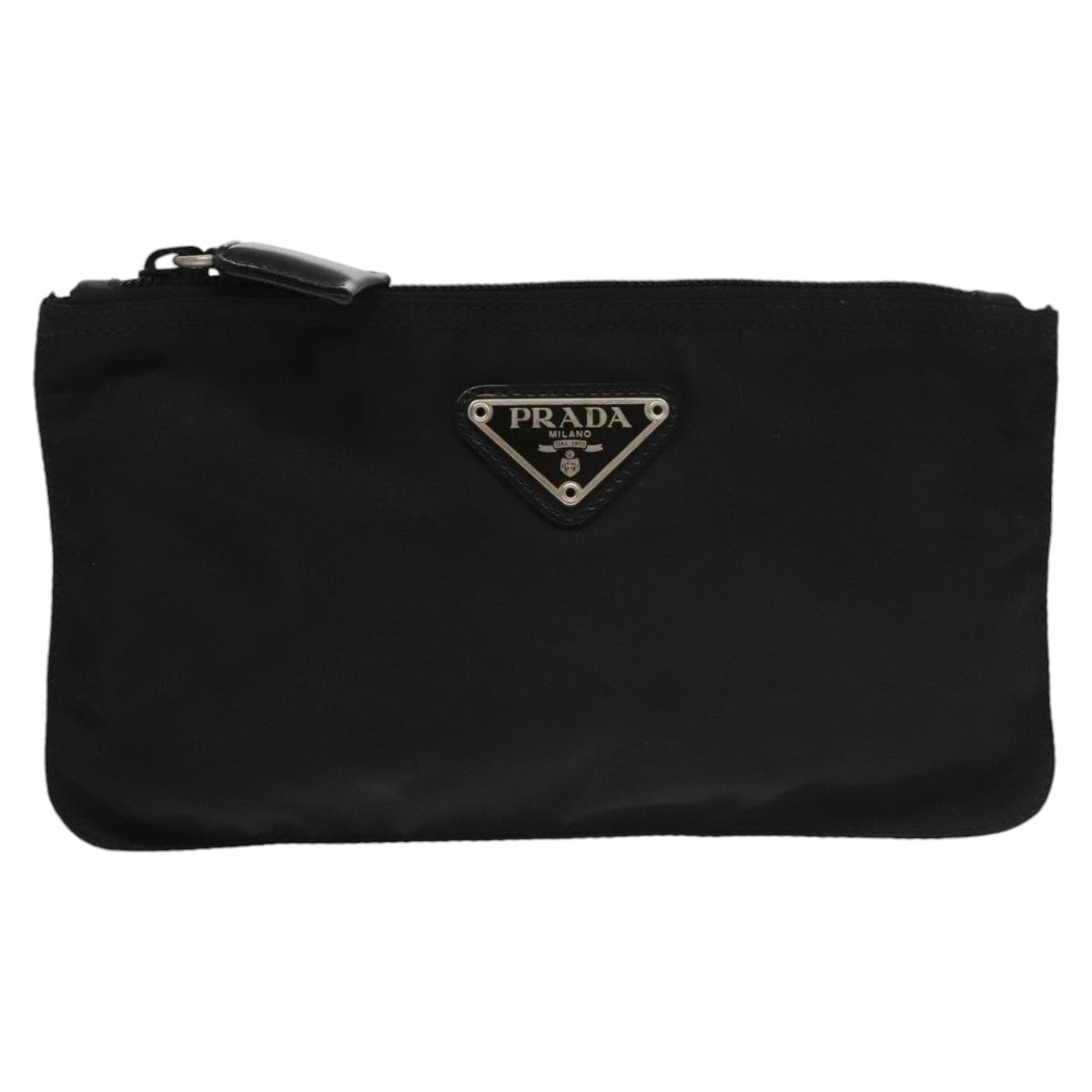 PRADA Pouch Nylon Black Silver Auth bs20376 - 0