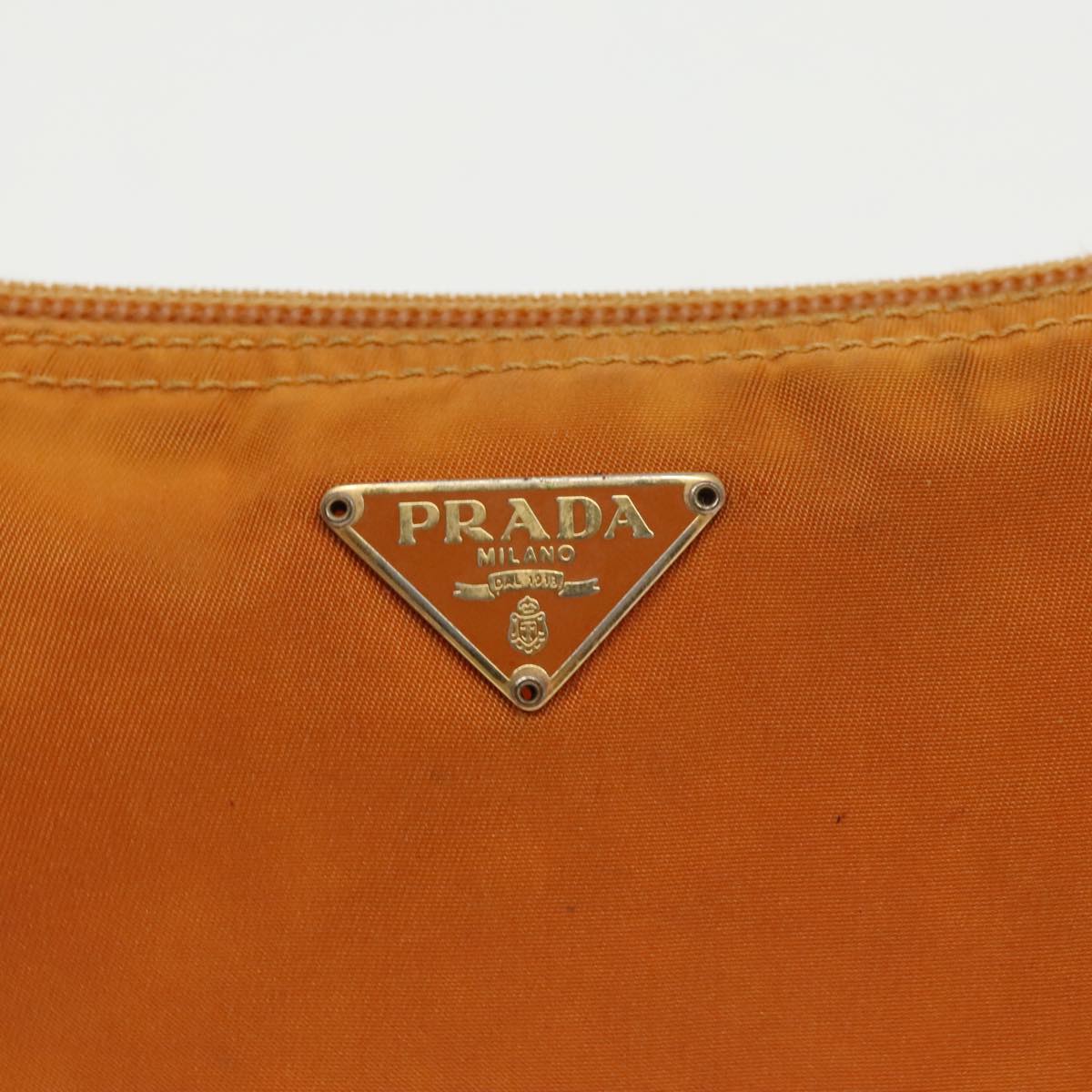 PRADA Pouch Nylon Orange Silver Auth bs20377