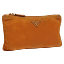 PRADA Pouch Nylon Orange Silver Auth bs20377-1