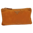 PRADA Pouch Nylon Orange Silver Auth bs20377-13