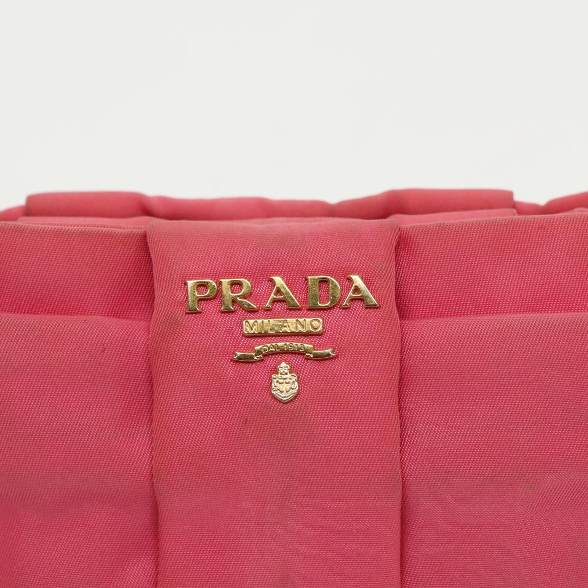 PRADA Pouch Nylon Pink Gold Auth bs20378