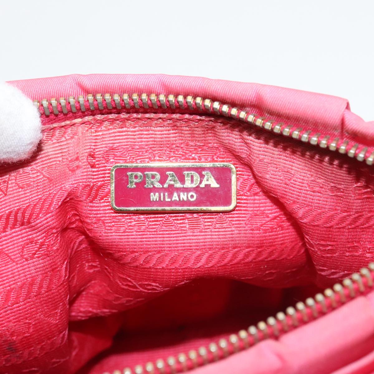 PRADA Pouch Nylon Pink Gold Auth bs20378