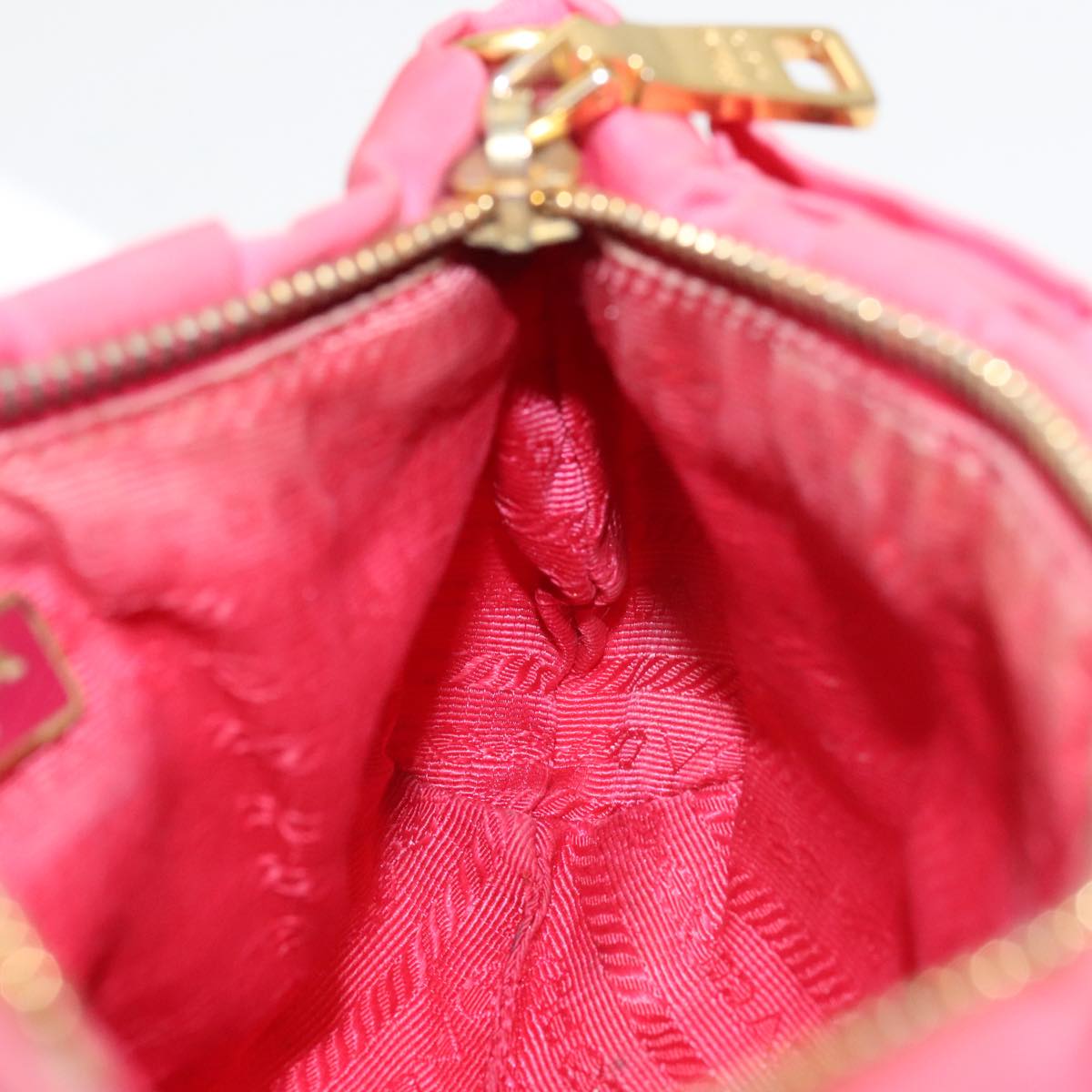 PRADA Pouch Nylon Pink Gold Auth bs20378