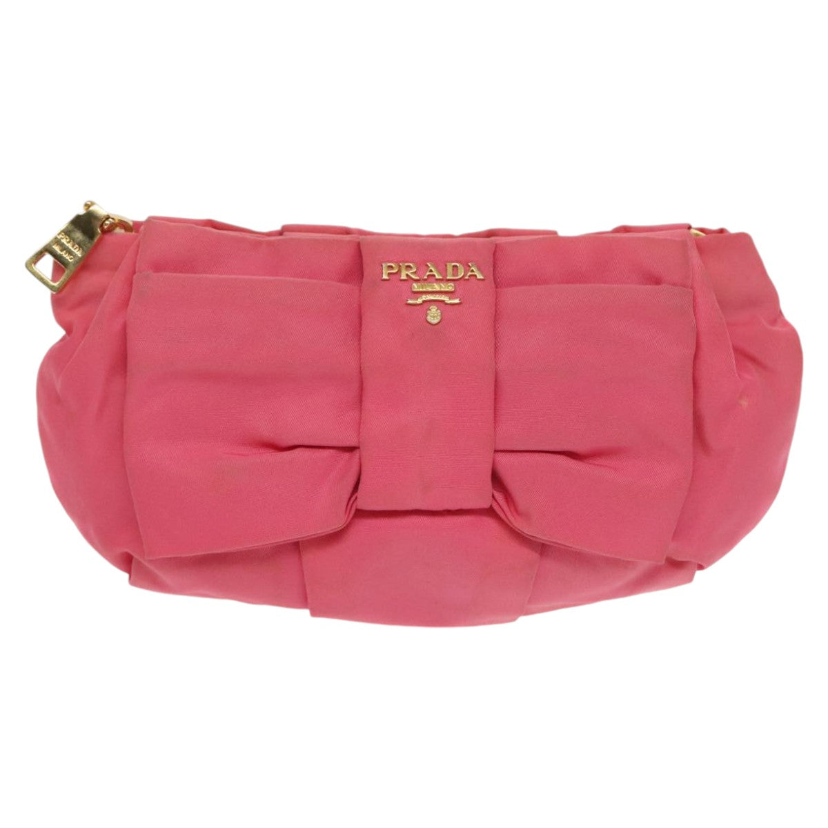 PRADA Pouch Nylon Pink Gold Auth bs20378 - 0