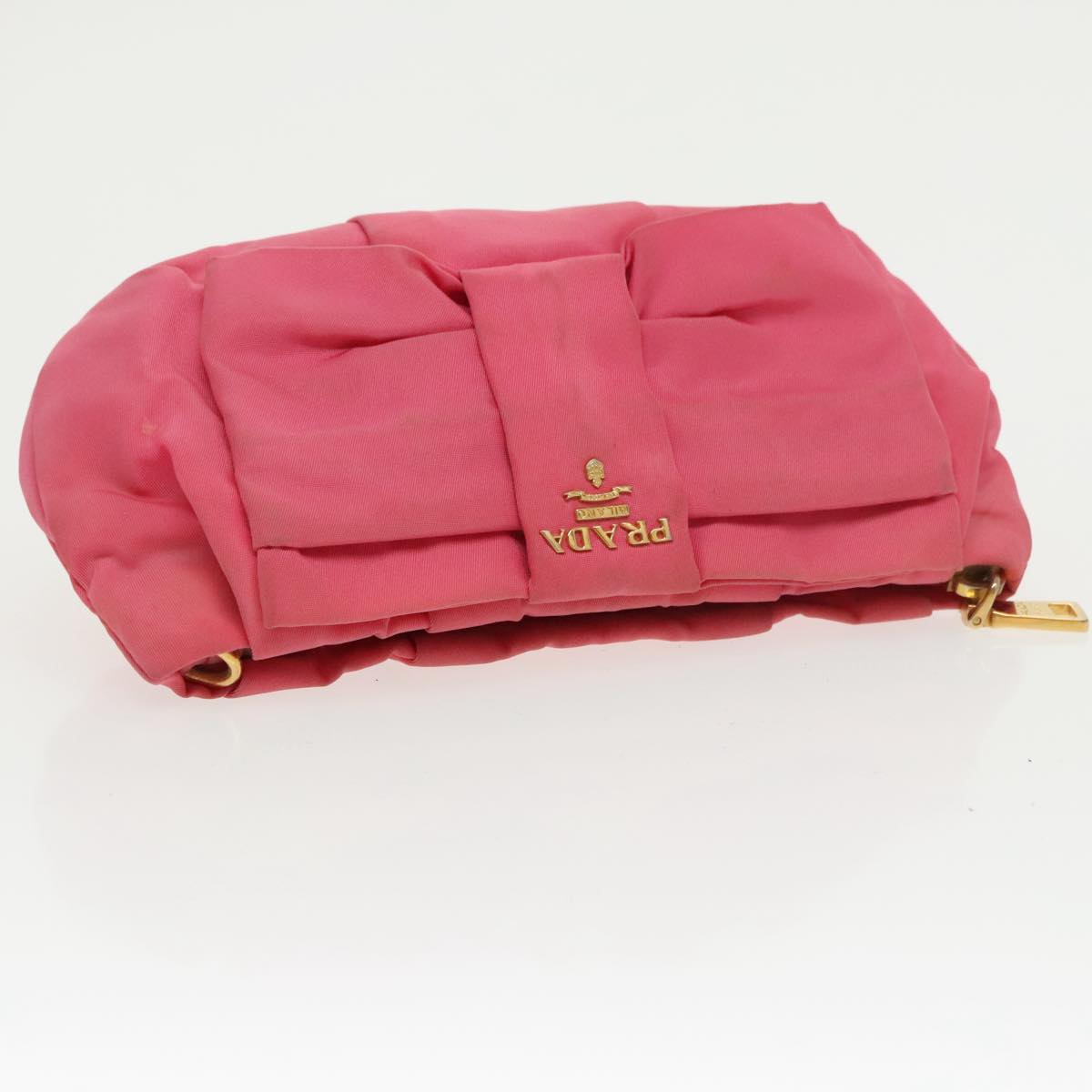 PRADA Pouch Nylon Pink Gold Auth bs20378