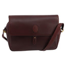 CARTIER Shoulder Bag Leather Bordeaux Gold Auth bs20383-1