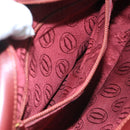 CARTIER Shoulder Bag Leather Bordeaux Gold Auth bs20383-22