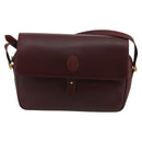 CARTIER Shoulder Bag Leather Bordeaux Gold Auth bs20383-13