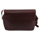 CARTIER Shoulder Bag Leather Bordeaux Gold Auth bs20383-2
