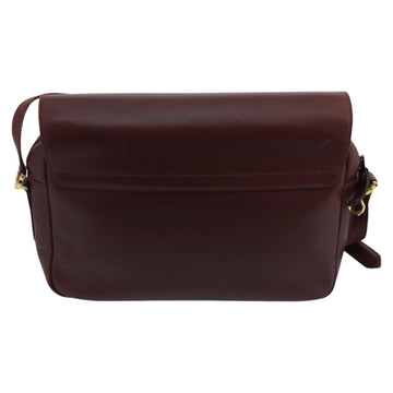 CARTIER Shoulder Bag Leather Bordeaux Gold Auth bs20383 - 0