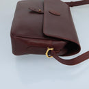 CARTIER Shoulder Bag Leather Bordeaux Gold Auth bs20383-3
