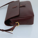 CARTIER Shoulder Bag Leather Bordeaux Gold Auth bs20383-4