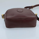 CARTIER Shoulder Bag Leather Bordeaux Gold Auth bs20384-5