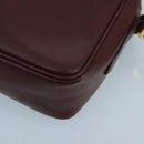 CARTIER Shoulder Bag Leather Bordeaux Gold Auth bs20384-14
