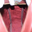 CARTIER Shoulder Bag Leather Bordeaux Gold Auth bs20384-19