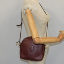 CARTIER Shoulder Bag Leather Bordeaux Gold Auth bs20384-21