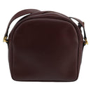 CARTIER Shoulder Bag Leather Bordeaux Gold Auth bs20384-2