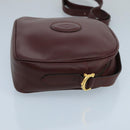 CARTIER Shoulder Bag Leather Bordeaux Gold Auth bs20384-3