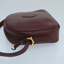 CARTIER Shoulder Bag Leather Bordeaux Gold Auth bs20384-4