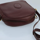 CARTIER Shoulder Bag Leather Bordeaux Gold Auth bs20384-6