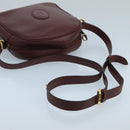 CARTIER Shoulder Bag Leather Bordeaux Gold Auth bs20384-7