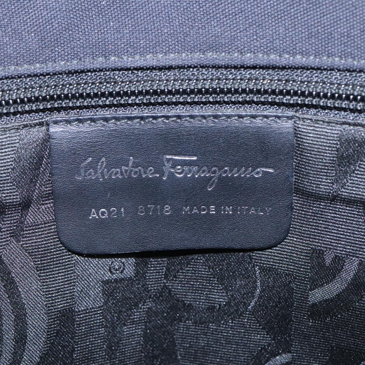 Salvatore Ferragamo Shoulder Bag Canvas Black Silver Auth bs20386