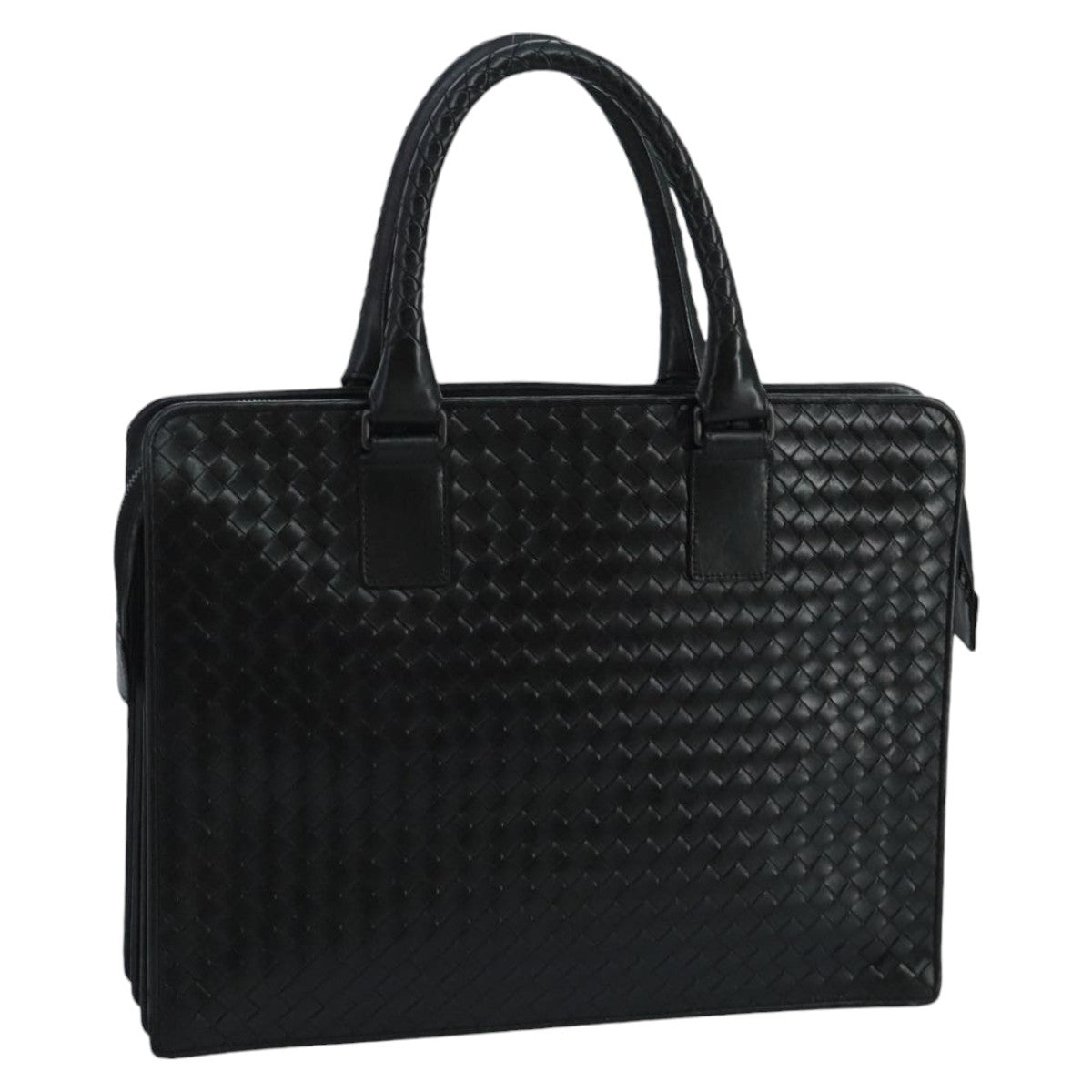 BOTTEGA VENETA INTRECCIATO Business Bag Leather Black Auth bs20387