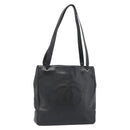 CHANEL COCO Mark Tote Bag Caviar Skin Black Gold CC Auth bs20388-1