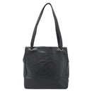 CHANEL COCO Mark Tote Bag Caviar Skin Black Gold CC Auth bs20388-13