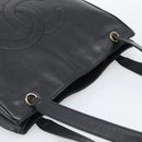 CHANEL COCO Mark Tote Bag Caviar Skin Black Gold CC Auth bs20388-6