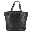 CHANEL COCO Mark Chain Tote Bag Lamb Skin Black CC Auth bs20389-3