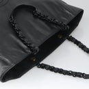 CHANEL COCO Mark Chain Tote Bag Lamb Skin Black CC Auth bs20389-6