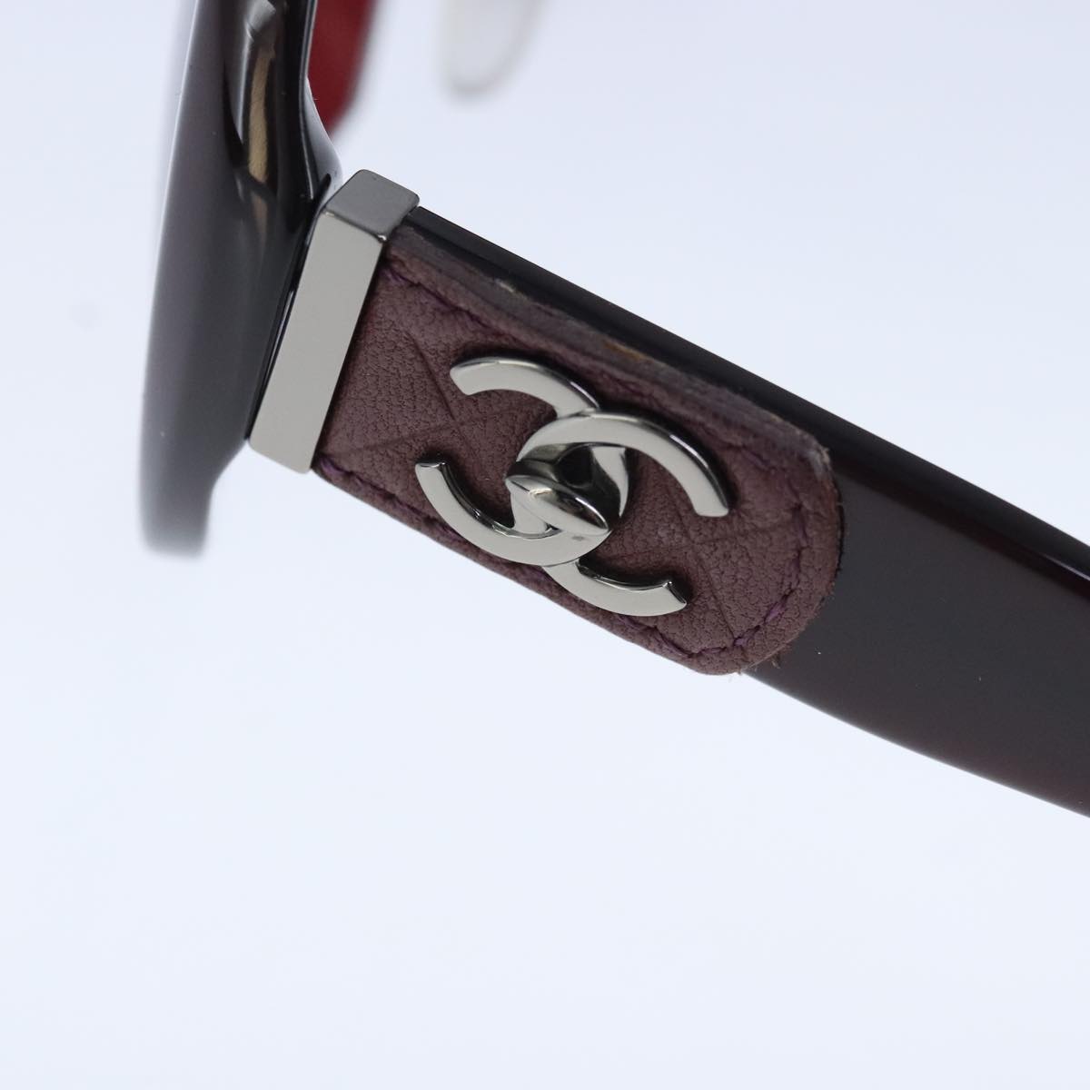 CHANEL Sunglasses plastic Brown CC Auth bs20396