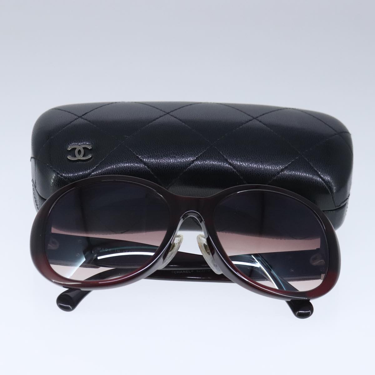 CHANEL Sunglasses plastic Brown CC Auth bs20396